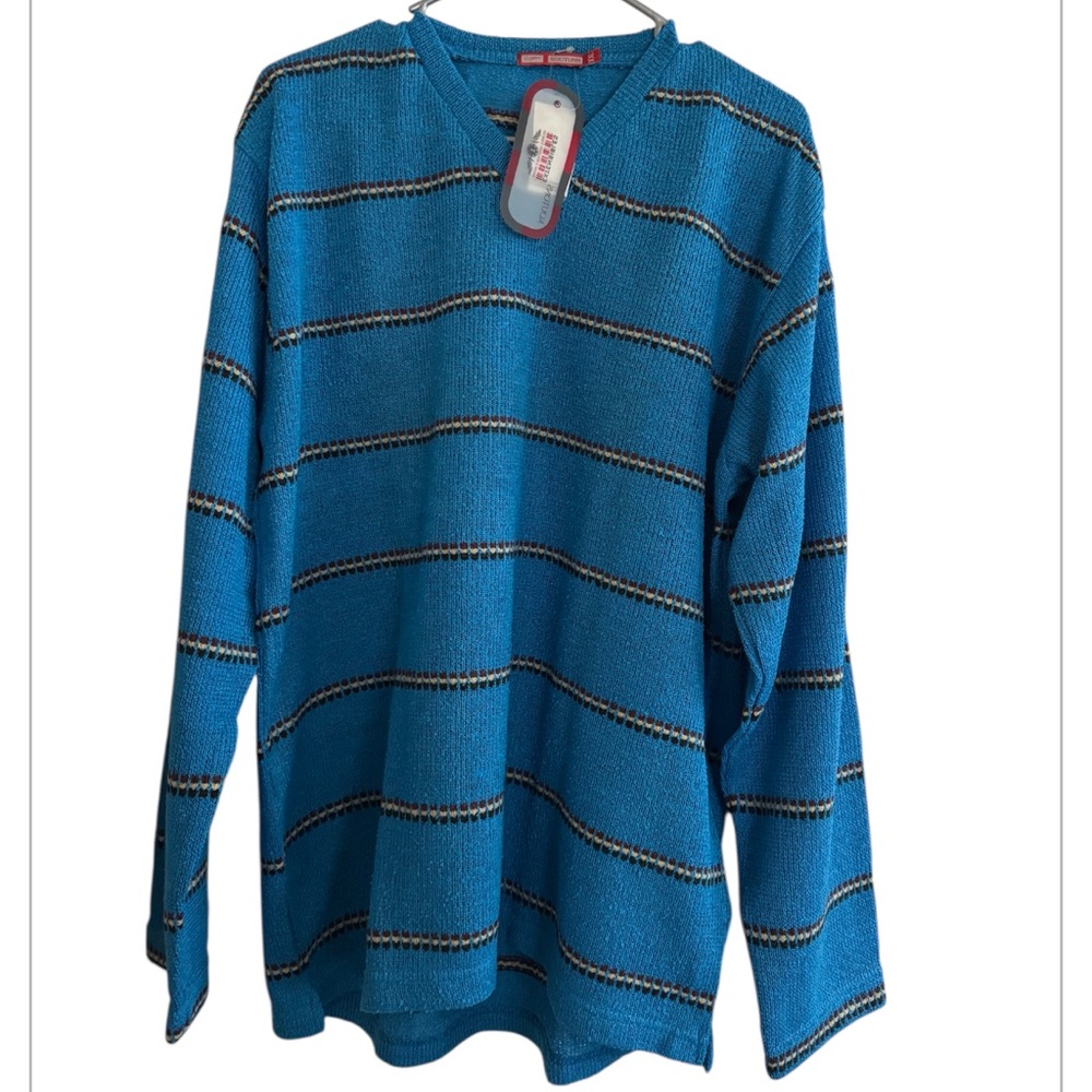 Stylish Blue Striped Crewneck Sweater for Men